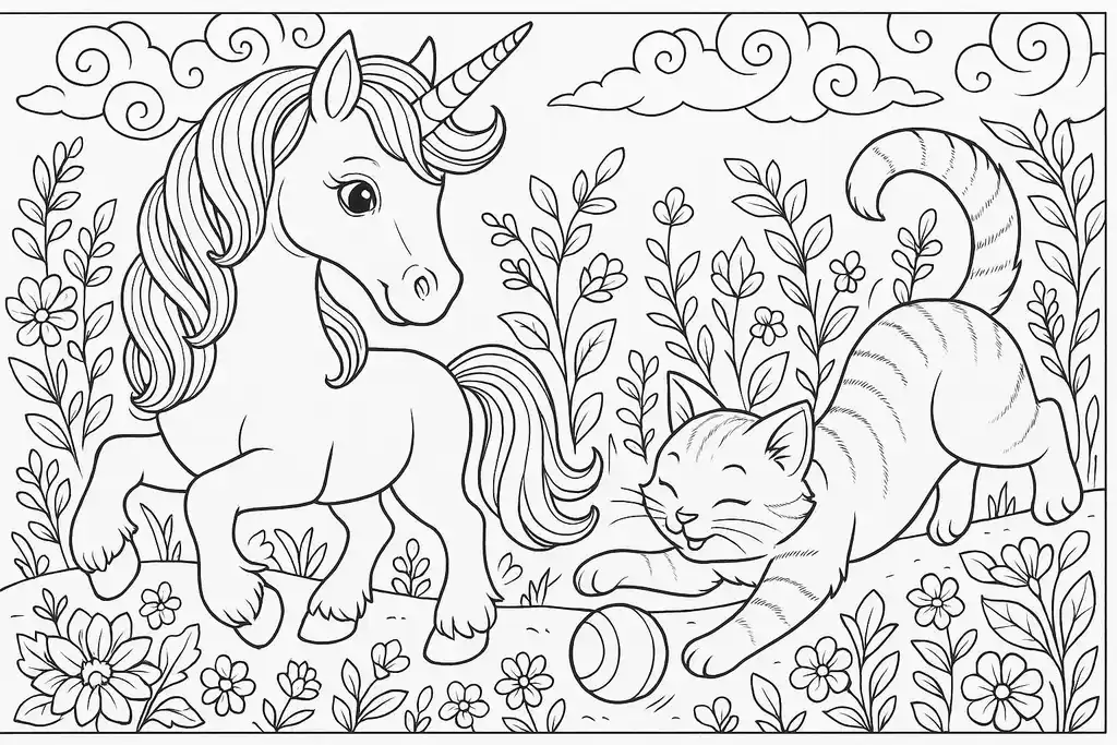 Unicorn and Kitten's Garden Playtime