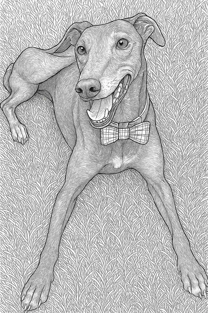 Bowtie Bliss: Canine Charm in Linework