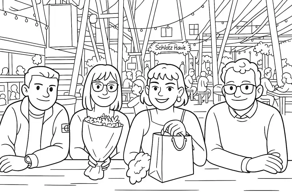 Friends Gathered in Urban Cafe