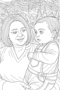 Mountain Stroll with Grandma and Child