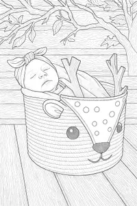 Sleepy Woodland Babe in Basket